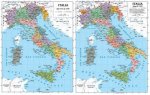 143-Carta Italia storica. Prima della I guerra mondiale(1914) e tra le due guerre mondiali(1919-1954)